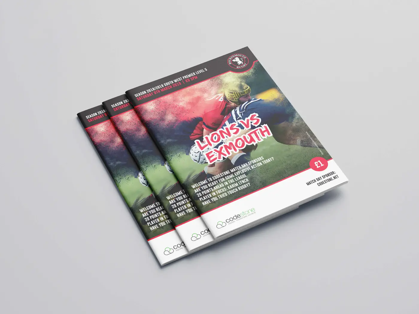 Free_A4_Brochure_Mockup_02 Bournemouth Rugby Match Day Programme
