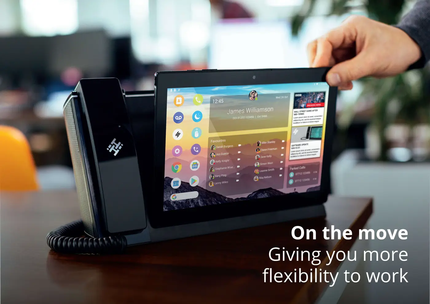 Tilted HiHi2 Business Phone System with removable tablet