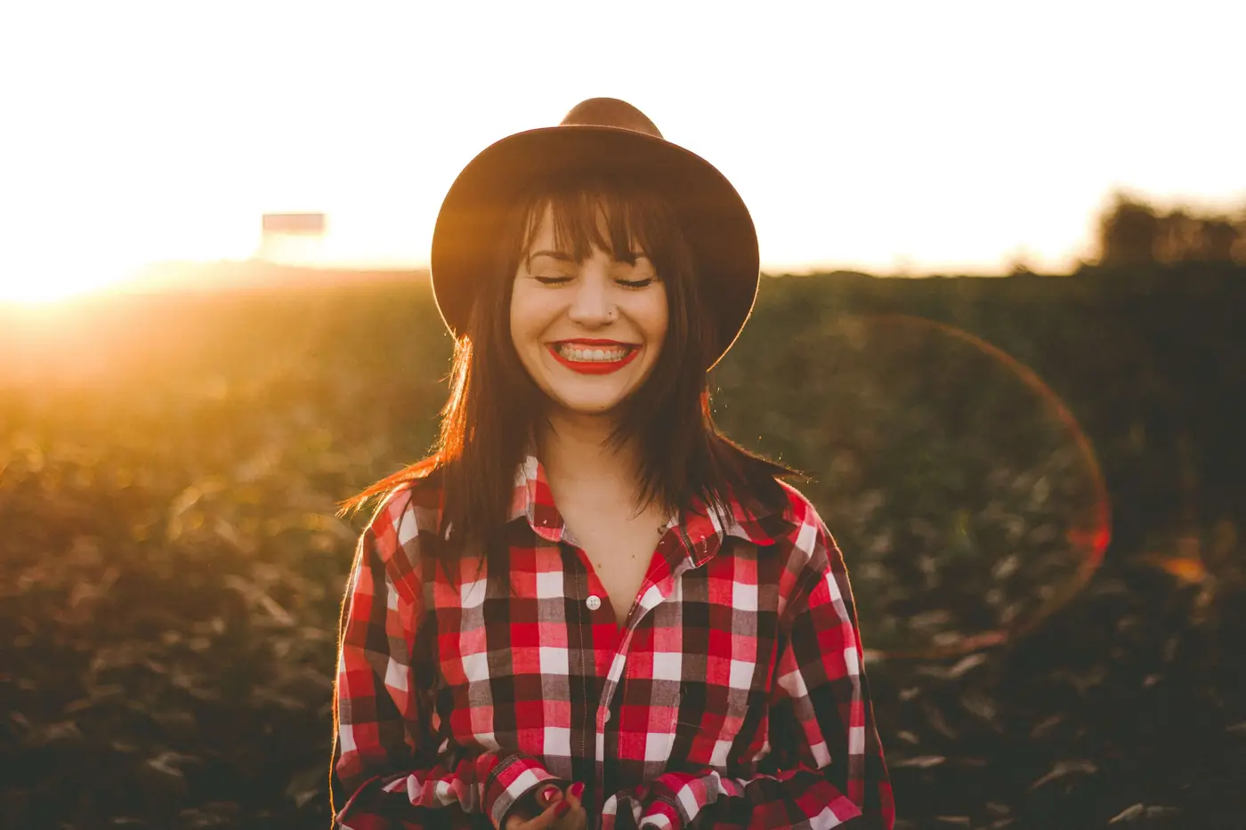 Women in hat really happy